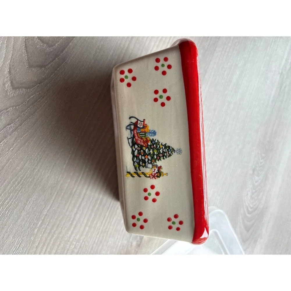 Temp-tations by Tara Holiday 12 oz Ceramic Mini Loaf Pan with Lid Christmas Tree